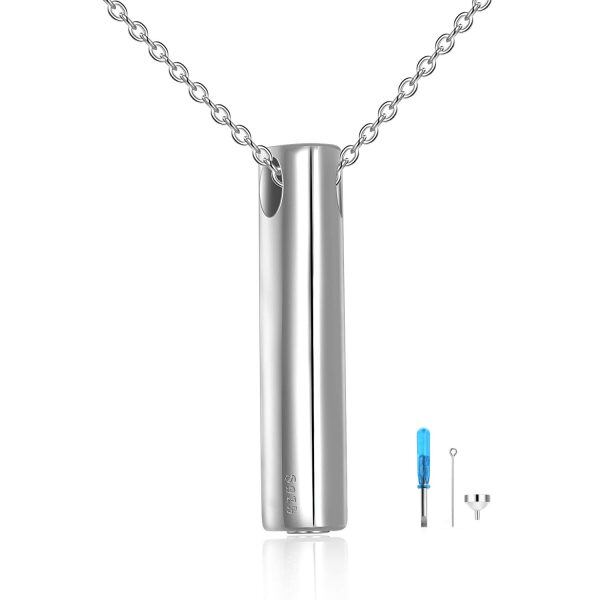 Sterling Silver Heart Bar Urn Necklace-0