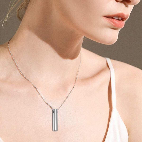 Sterling Silver Heart Bar Urn Necklace-2