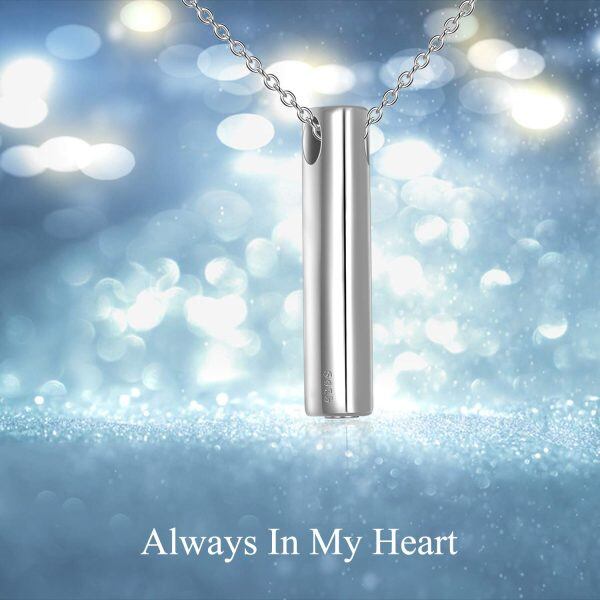 Sterling Silver Heart Bar Urn Necklace-5