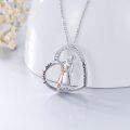 wholesale 925 Sterling Silver Heart Pendant with Grandma and Granddaughter Figurine - Love You Forever Necklace for Women's Valentines Day Gifts-0-2