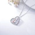 wholesale 925 Sterling Silver Heart Pendant with Grandma and Granddaughter Figurine - Love You Forever Necklace for Women's Valentines Day Gifts-0-3