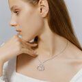 wholesale 925 Sterling Silver Heart Pendant with Grandma and Granddaughter Figurine - Love You Forever Necklace for Women's Valentines Day Gifts-0-5