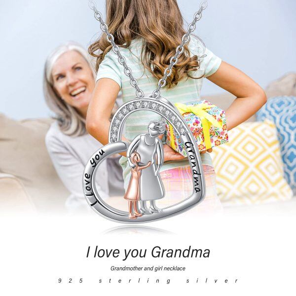 Sterling Silver "I Love You Grandma" Pendant Necklace-6