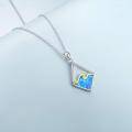 wholesale 925 Sterling Silver Blue Fire Opal Wave Pendant Necklace - Ocean Inspired Jewelry for Women's Gifts-0-3