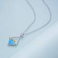 wholesale 925 Sterling Silver Blue Fire Opal Wave Pendant Necklace - Ocean Inspired Jewelry for Women's Gifts-0-4