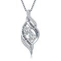wholesale Metal Cubic Zirconia Sterling Silver Sister Necklace 1 17 x0 5 - Rhodium Plated-0-25