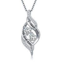 wholesale 925 Sterling Silver I love you forever and ever Heart Pendant Necklace for Women- Rhodium Plated