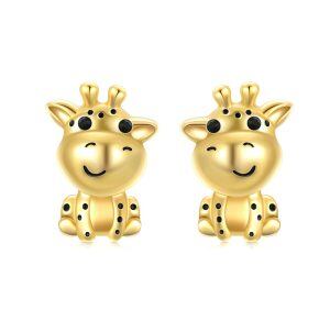 Sterling Silver Giraffe Stud Earrings-0