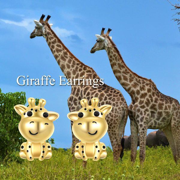 Sterling Silver Giraffe Stud Earrings-2