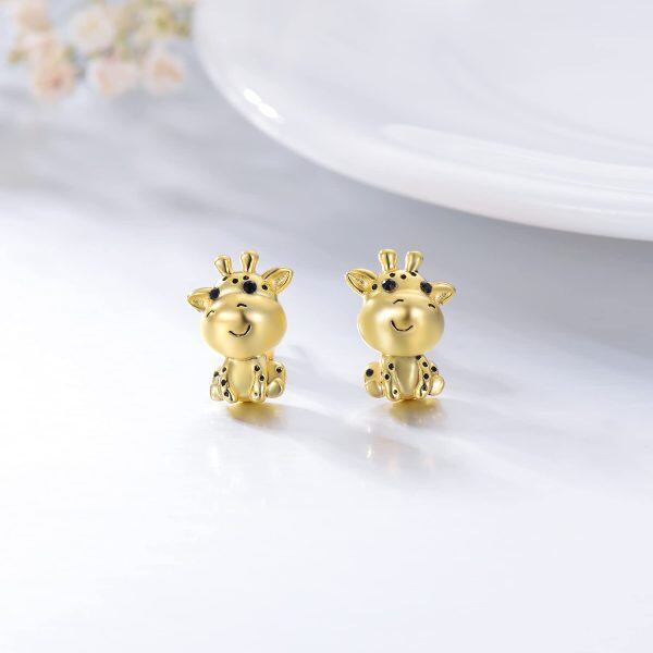 Sterling Silver Giraffe Stud Earrings-3