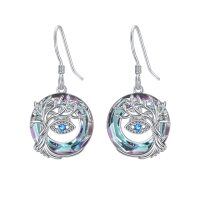 wholesale 925 Sterling Silver Tree of Life Evil Eye Dangle Earrings with Crystals for Women- Rhodium Plated