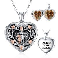 wholesale 925 Sterling Silver Heart Locket with Photo and Engraving - Always in My Heart- Oxidized/Oxidised