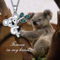 wholesale 925 Sterling Silver Green Crystal Koala Bear Charm Pendant Necklace for Women Girls  45cm Chain Length-0-3