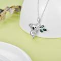 wholesale 925 Sterling Silver Green Crystal Koala Bear Charm Pendant Necklace for Women Girls  45cm Chain Length-0-4