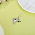 wholesale 925 Sterling Silver Green Crystal Koala Bear Charm Pendant Necklace for Women Girls  45cm Chain Length-0-5