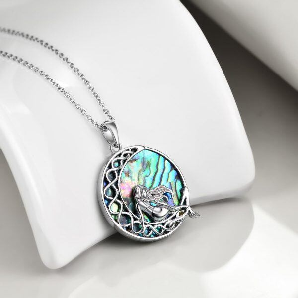 Sterling Silver Abalone Shell Sea Mermaid Pendant Necklaces-5