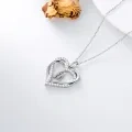 wholesale 925 Sterling Silver CZ Heart Initial Pendant Necklace M Letter-0-4