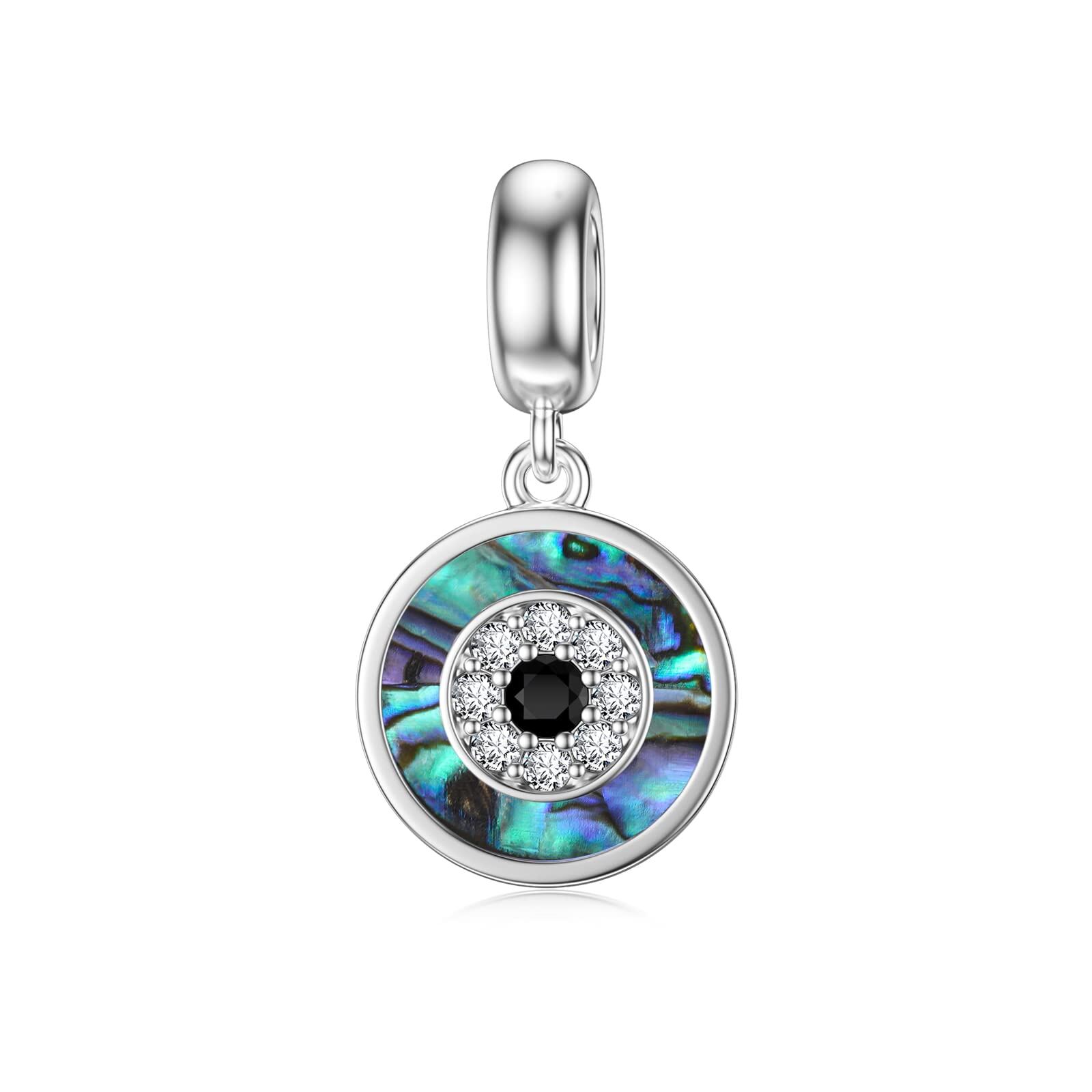 Sterling Silver Evil Eye Charms - Rhodium Plated- Rhodium Plated
