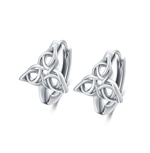 Sterling Silve Christmas Celtic Trinity Knot Hoop Earrings-0