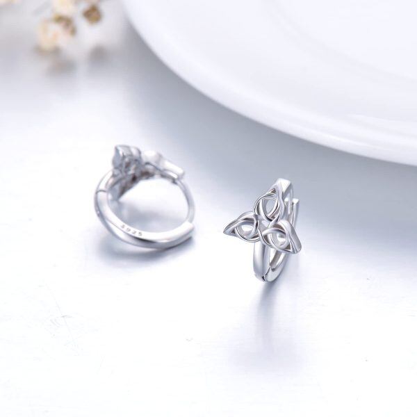 Sterling Silve Christmas Celtic Trinity Knot Hoop Earrings-4