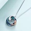 wholesale 925 Sterling Silver Blue Crystal Dolphins Pendant Necklace for Mom & Daughter Gifts-0-3