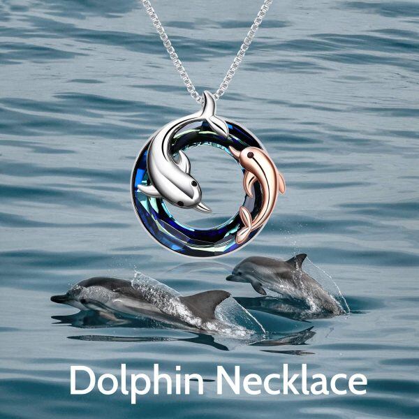 Sterling Silver Crystal Dolphin Pendant Necklace-4