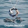 wholesale 925 Sterling Silver Blue Crystal Dolphins Pendant Necklace for Mom & Daughter Gifts-0-4