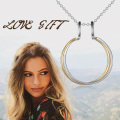 wholesale 925 Sterling Silver Double Circle Pendant Necklace s for Women-0-2