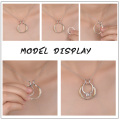 wholesale 925 Sterling Silver Double Circle Pendant Necklace s for Women-0-4