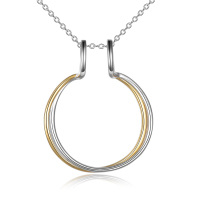 wholesale 925 Sterling Silver Double Circle Pendant Necklace s for Women- Two Tone