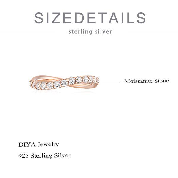 Sterling Silver Moissanite Rose Gold Plated Wedding Rings-1