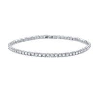 wholesale 925 Sterling Silver 925 CZ Tennis Bracelet - White Gold Tone Square-Cut Stones- Rhodium Plated