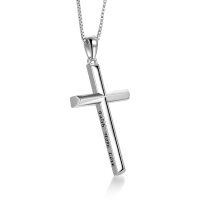wholesale 925 Sterling Silver 925 Faith Hope Love Engraved Cross Pendant Necklace for Women- Rhodium Plated