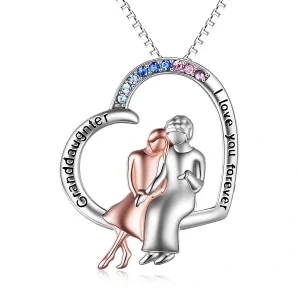 Sterling Silver "I Love You Granddaughter" Pendant Necklace-0