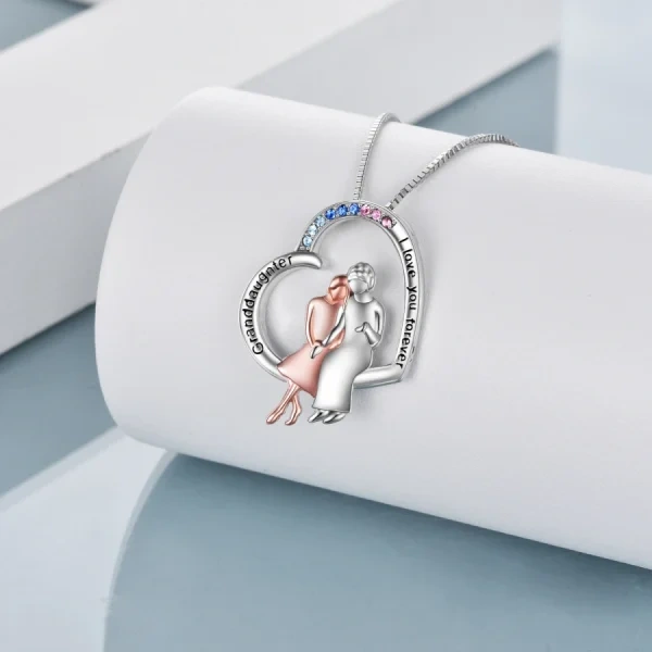 Sterling Silver "I Love You Granddaughter" Pendant Necklace-3