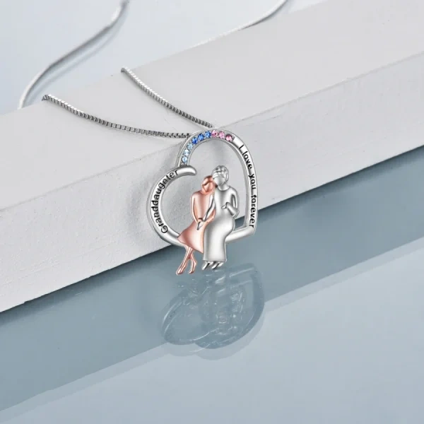 Sterling Silver "I Love You Granddaughter" Pendant Necklace-4