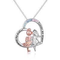 wholesale 925 Sterling Silver Ballet Dancer Pendant Necklace - Sister's Best Friend Forever s for Women Girls- Rhodium Plated