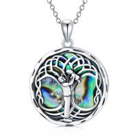 wholesale 925 Sterling Silver Abalone Shell Tree of Life Pendant Necklace for Women- Sliver Plated