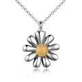 wholesale 925 Sterling Silver Daisy Flower Urn Pendant Keepsake Memorial Jewelry for Ashes - 3D Design with Gold Accents-0-0