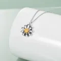 wholesale 925 Sterling Silver Daisy Flower Urn Pendant Keepsake Memorial Jewelry for Ashes - 3D Design with Gold Accents-0-3