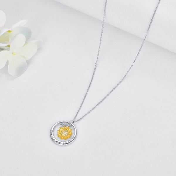 Sterling Silver "You are My Sunshine" Pendant Necklace-4