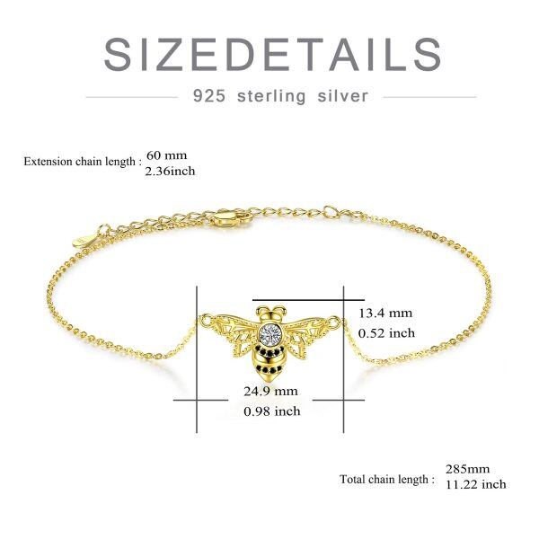 Sterling Silver Gold Plated Bee Ankle Bracelets-1