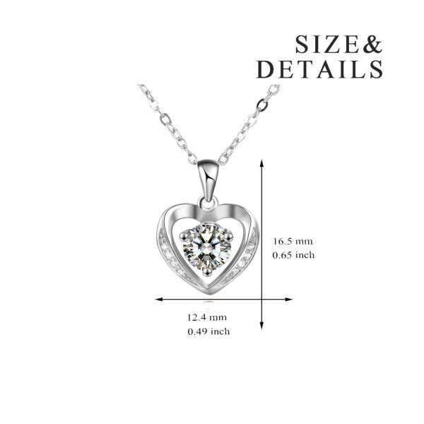 Sterling Silver Cubic Zirconia Love Heart Pendant Necklace-1