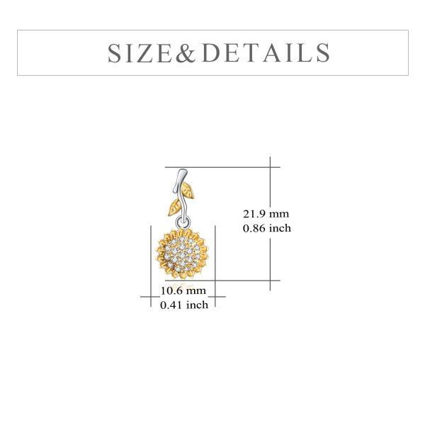 Sterling Silver Gold Plated Sunflower Dangle Earrings-1