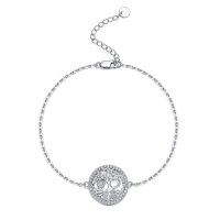 wholesale 925 Sterling Silver Tree of Life Charm Bracelet with Opal and CZ Stones- Rhodium Plated