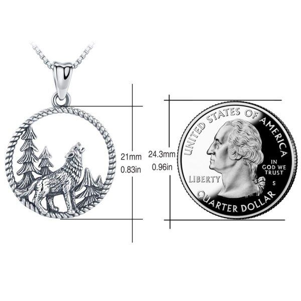 Sterling Silver Wolf Pendant Necklaces-1