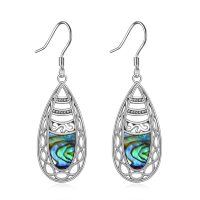 wholesale 925 Sterling Silver Abalone Shell Filigree Teardrop Dangle Earrings for Women- Sliver Plated