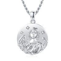 wholesale 925 Sterling Silver Angel Pendant Necklace with Cubic Zirconia and Rope Chain for Women- Sliver Plated