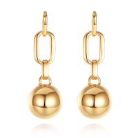 wholesale Gold-Plated 925 Sterling Silver Ball Chain Drop Earrings for Women - Modern Minimalist Design- Rose Gold Plated