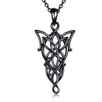 wholesale 925 Sterling Silver Black Celtic Knot Star Pendant Necklace for Women Gothic s- Oxidized/Oxidised